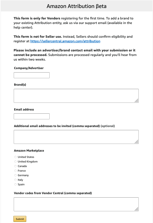 How to Set Up Amazon Attribution - Amazon Attribution form