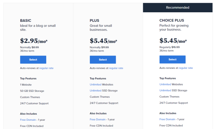 Bluehost Wordpress Pricing Shared Hosting