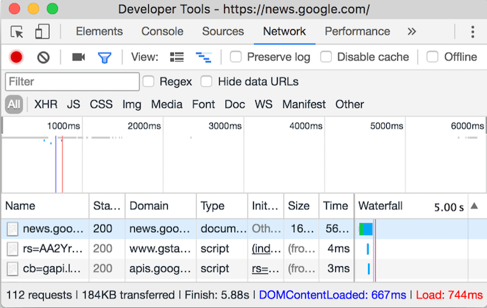 Make Fewer HTTP Requests - Chrome’s DevTools