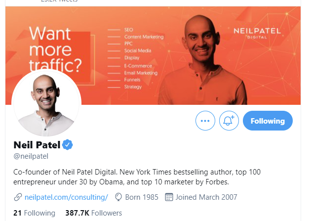 neil patel screenshot use twitter to grow your business