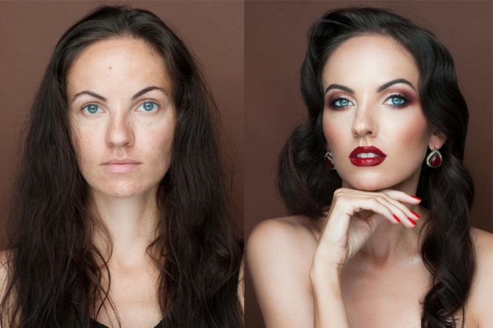 consejos de venta de neurociencia - look antes y después del maquillaje