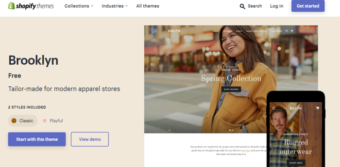 Brooklyn is a free Shopify theme designed for the apparel and accessories niche.