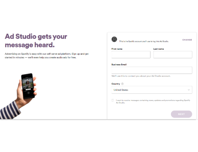 creating a spotify ads account