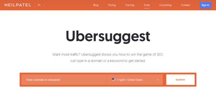  ubersuggest pour google adwords 