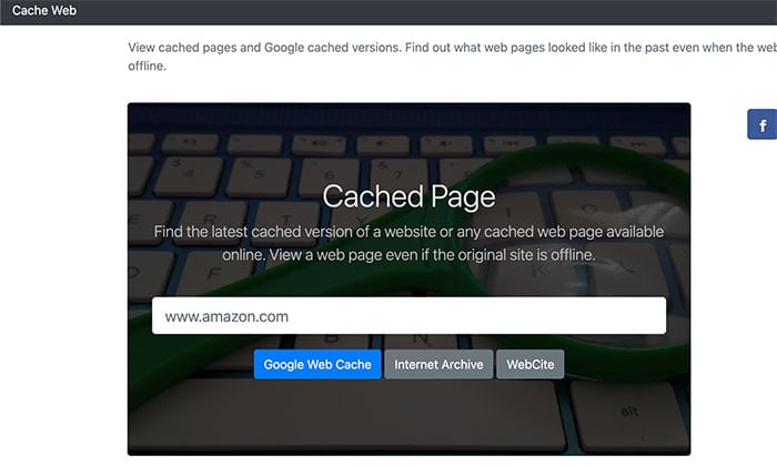 Use Cached Page Web Cache Viewer