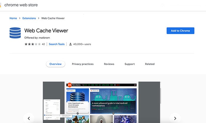 Web Cache Viewer - Chrome extension