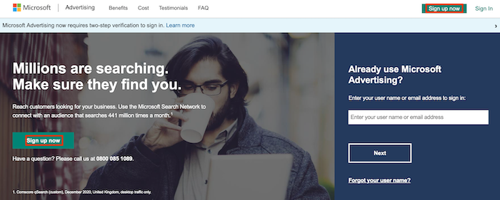  How to Set Up Your Bing Ads Campaign -Create a Microsoft Advertising Account