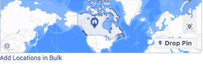 A map with a clickable choice to include several places for your paid social networks projects.