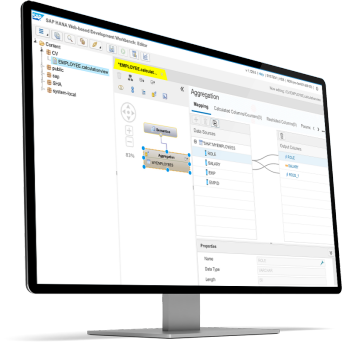 dữ liệu sap hana dưới dạng chương trình dịch vụ trên màn hình máy tính