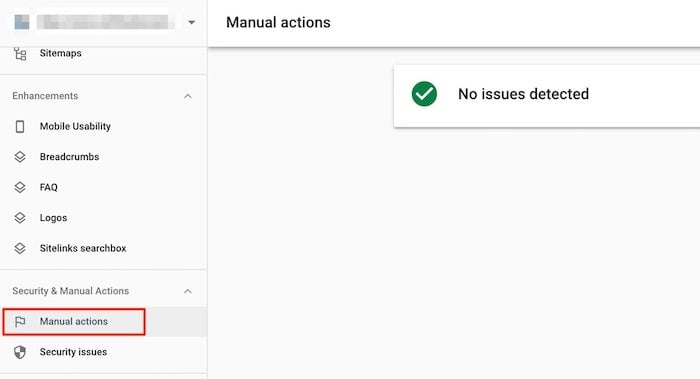 google penalty - manual action screen