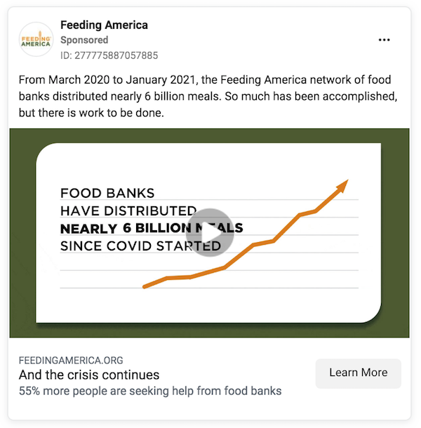  feeding america facebook advertisement not-for-profit marketing