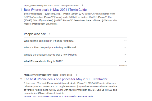 searching semantics for user intent example iphone