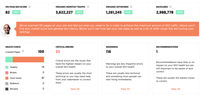 technical seo - Ubersuggest audit page crawl