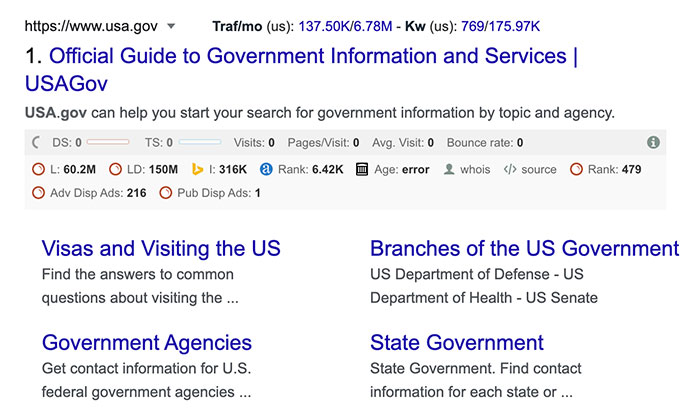 Different Types of Top-level domains - .gov domain example