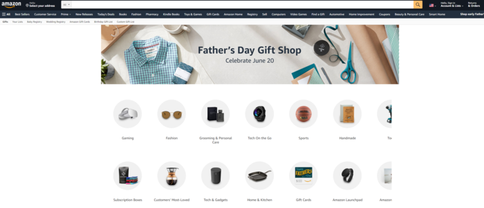 E-commerce Father's Day Sales Examples - Amazon