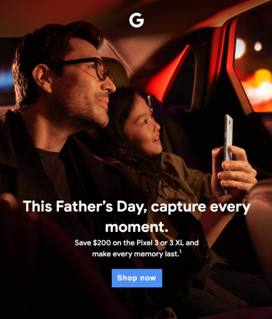 E-commerce Father's Day Sales Examples - Google