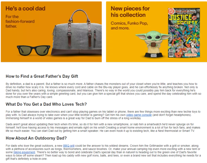 E-commerce Father's Day Sales Examples - eBay