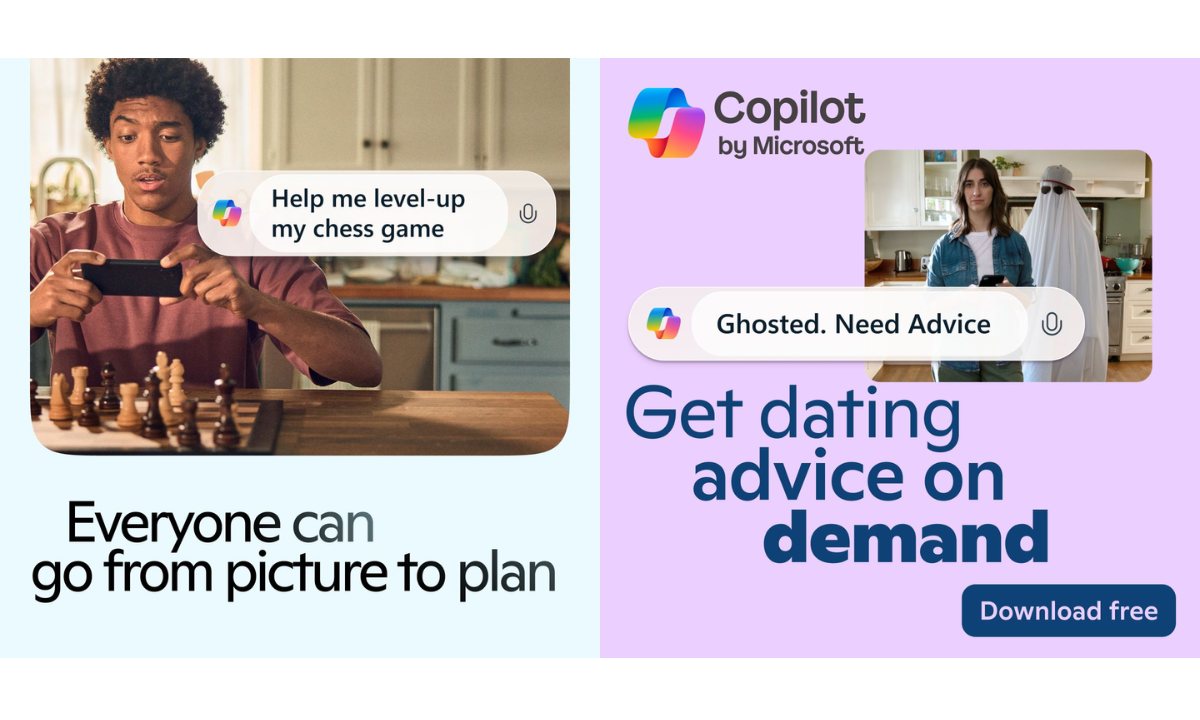 Two Microsoft Copilot ads side by side.