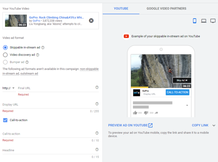 How to Create YouTube Ads Fill in the URL