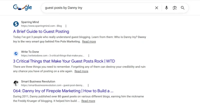 guest post by danny iny Google Search showing the power of inbound marketing