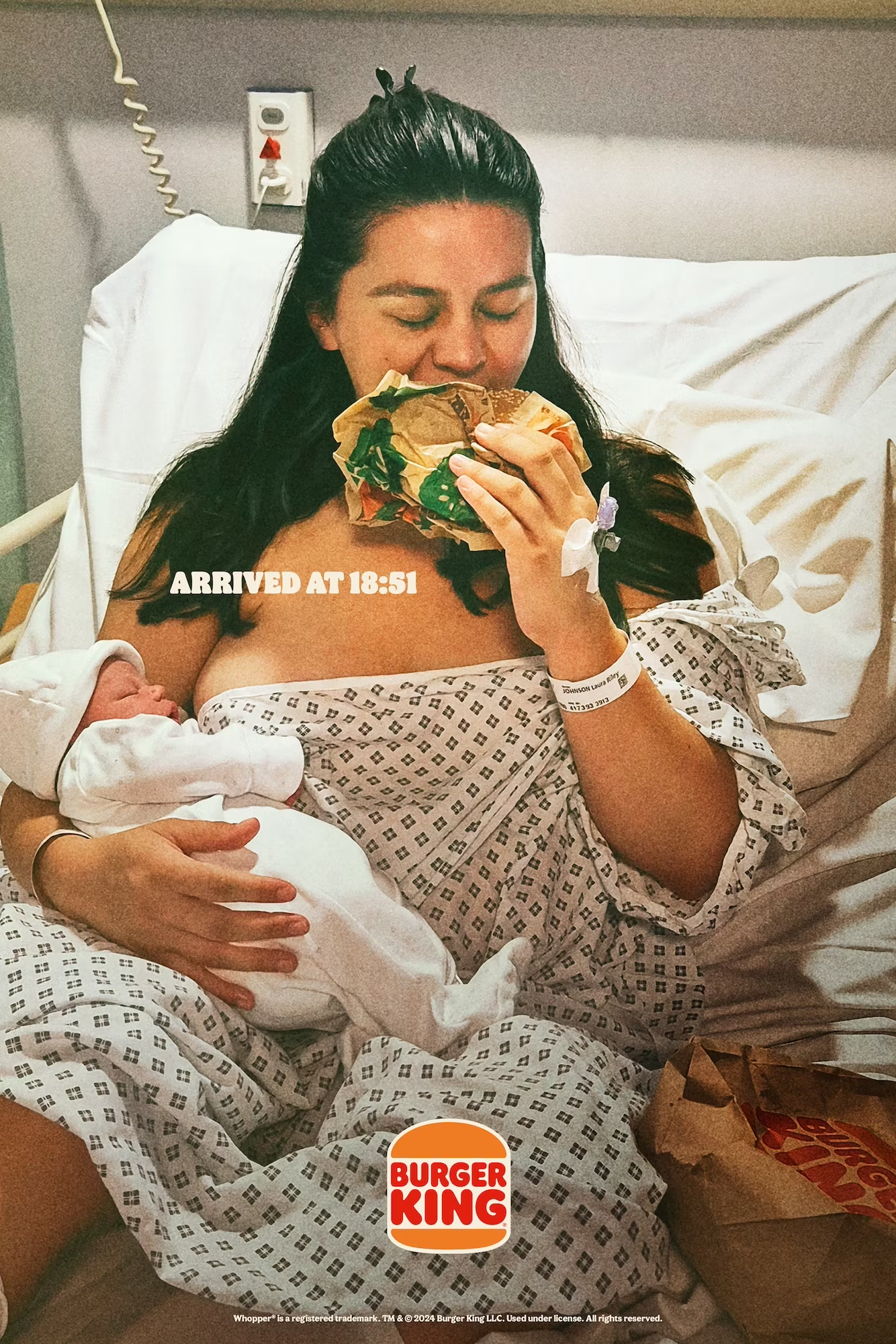 Burger King post-childbirth hunger ad.
