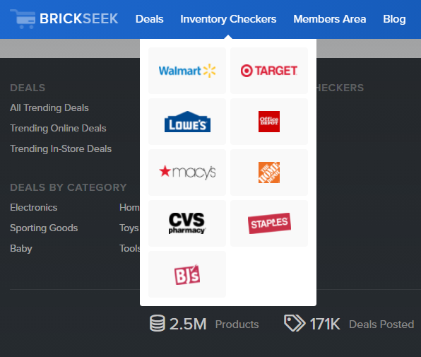 brick search for consumers: inventory control feature