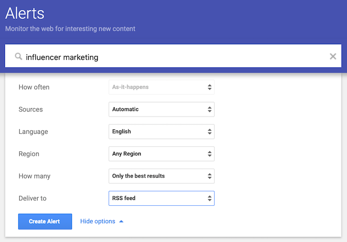 How to Set Up Google Alerts - Decide which sources you want to track