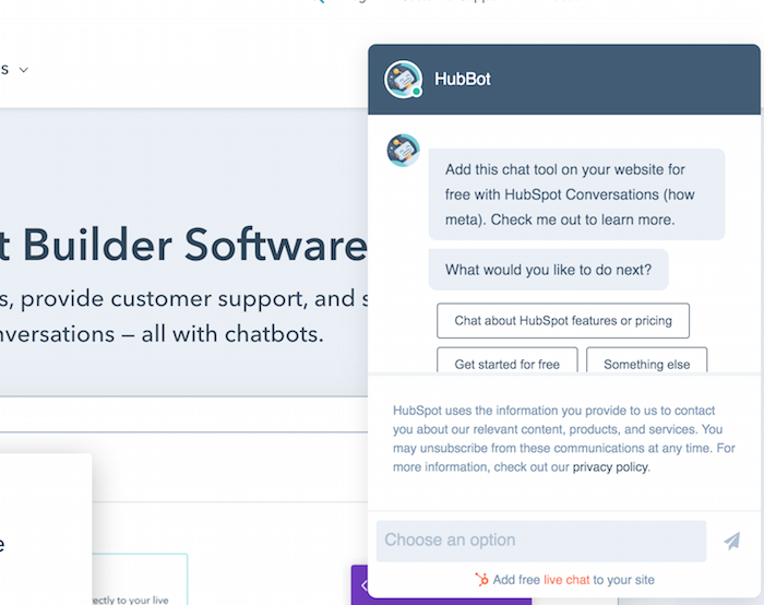 hubspot chatbot builder example 