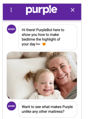  purple bed mattress chatbot supports paid advertisements lead conversion