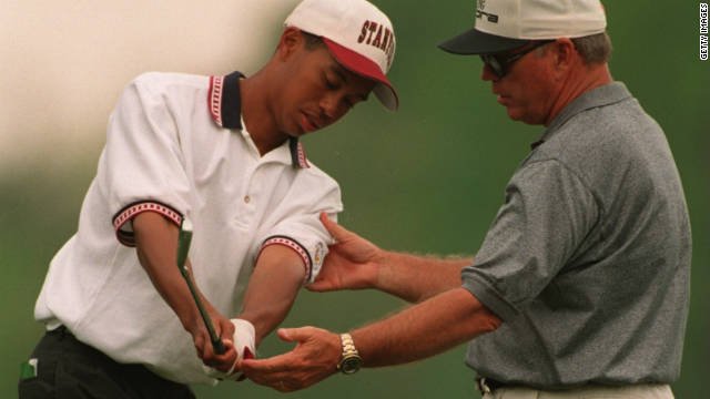  Tiger Woods with Butch Harmon Stanford- individual branding technique of dealing with a coach 
