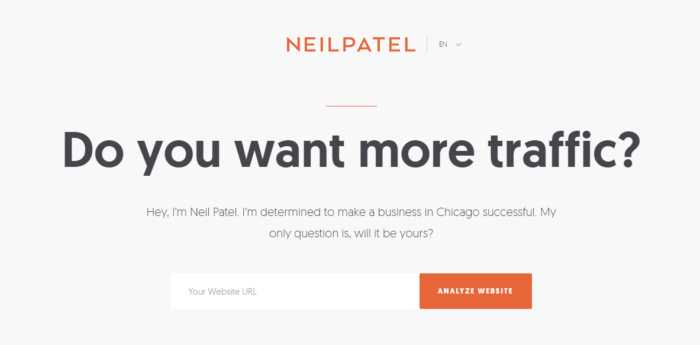 An representation  of a popup connected  Neilpatel.com, created done  A/B testing.