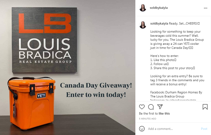 An Instagram e-commerce giveaway hosted to generate user engagement. 
