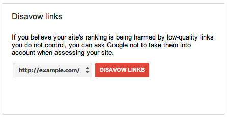 Screenshot of Google's Disavow Tool removing backlinks.