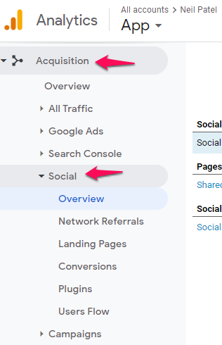 social shares google analytics screenshot for content strategy guide 