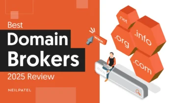 A graphic that says "Best Domain Brokers: 2025 Review."
