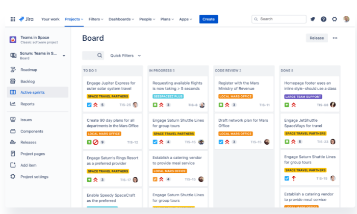 Jira interface for Best Task Management Software