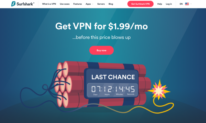 Surfshark main page for Best VPN Services