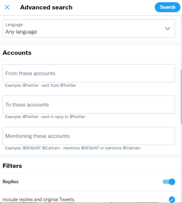 Twitter Advanced Search11