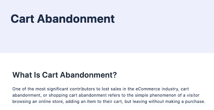 Examples of Great Content Guides - Cart Abandonment