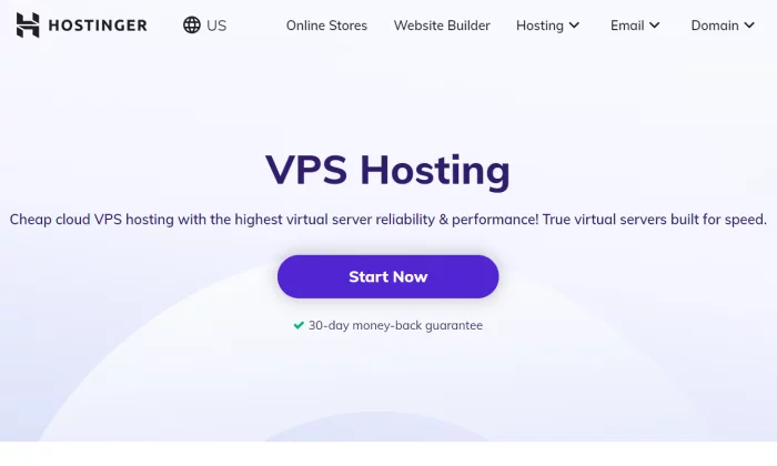 Hostinger splash page for Best VPS Hosting