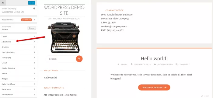 WordPress theme site identity for How to Start a Blog
