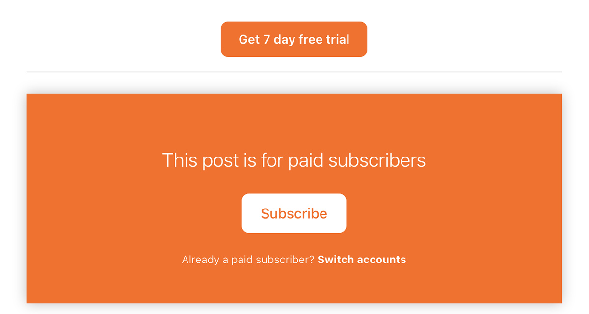 Substack free trial signup page.