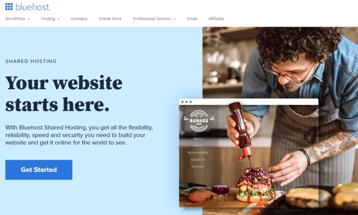 Bluehost splash page for Best Shared Hosting