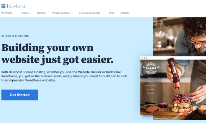 Bluehost shared homepage for Best Cheap Web Hosting
