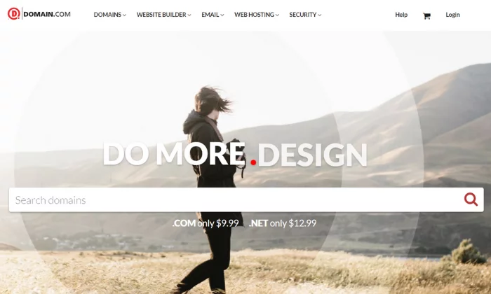  Domain.com fő splash oldal a legjobb Domain regisztrátor számára