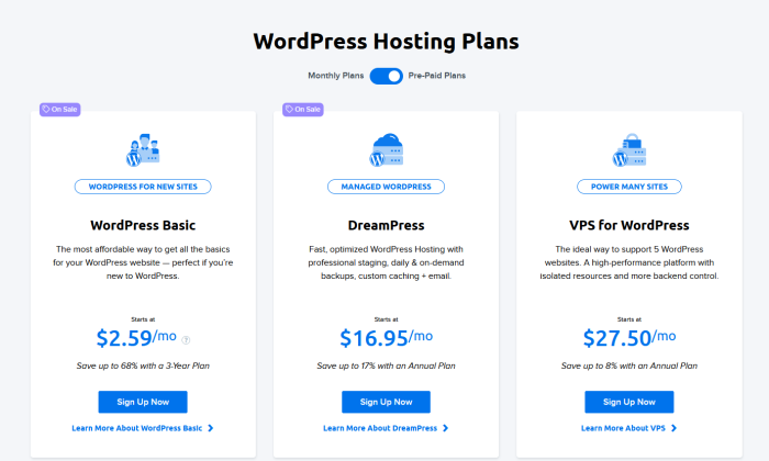 Tarification DreamHost pour le meilleur hébergement Web WordPress