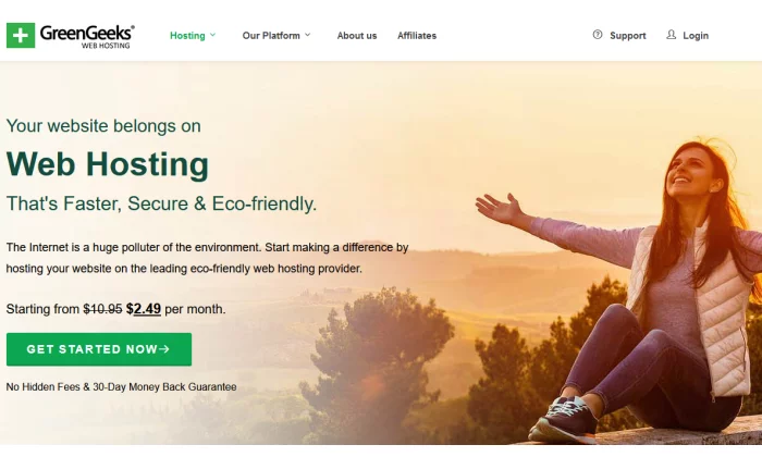 GreenGeeks homepage for Best Cheap Web Hosting