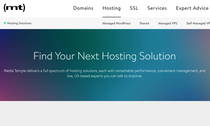 MediaTemple splash page for Best VPS Hosting