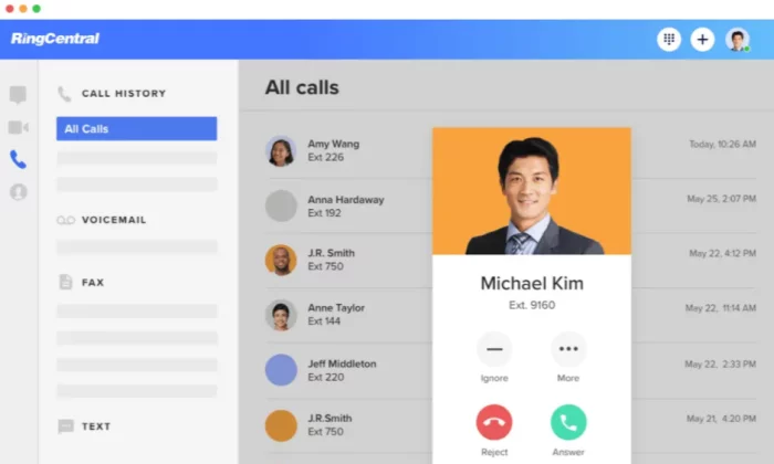 RingCentral interface for Best Conference Call Services