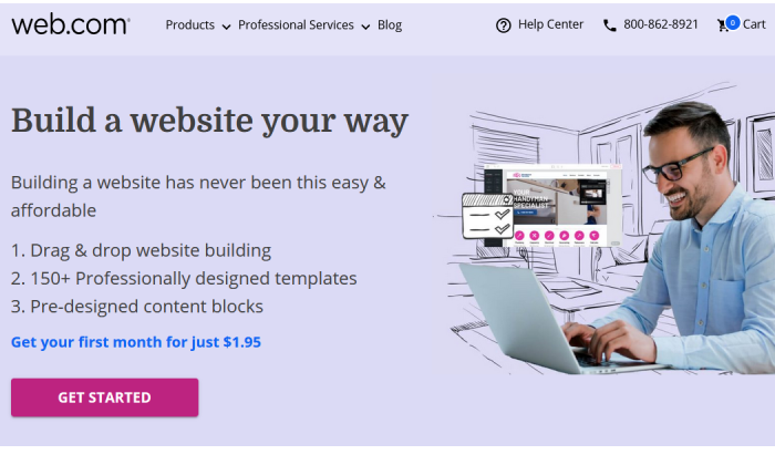 เว็บไซต์ Web.com สำหรับผู้สร้างเว็บไซต์ที่ดีที่สุด